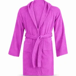 Accappatoio bambino in spugna con cappuccio fuxia
