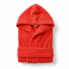 Accappatoio bambino in spugna con cappuccio rosso