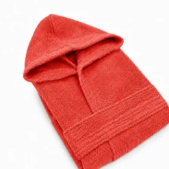 Accappatoio bambino in spugna con cappuccio rosso