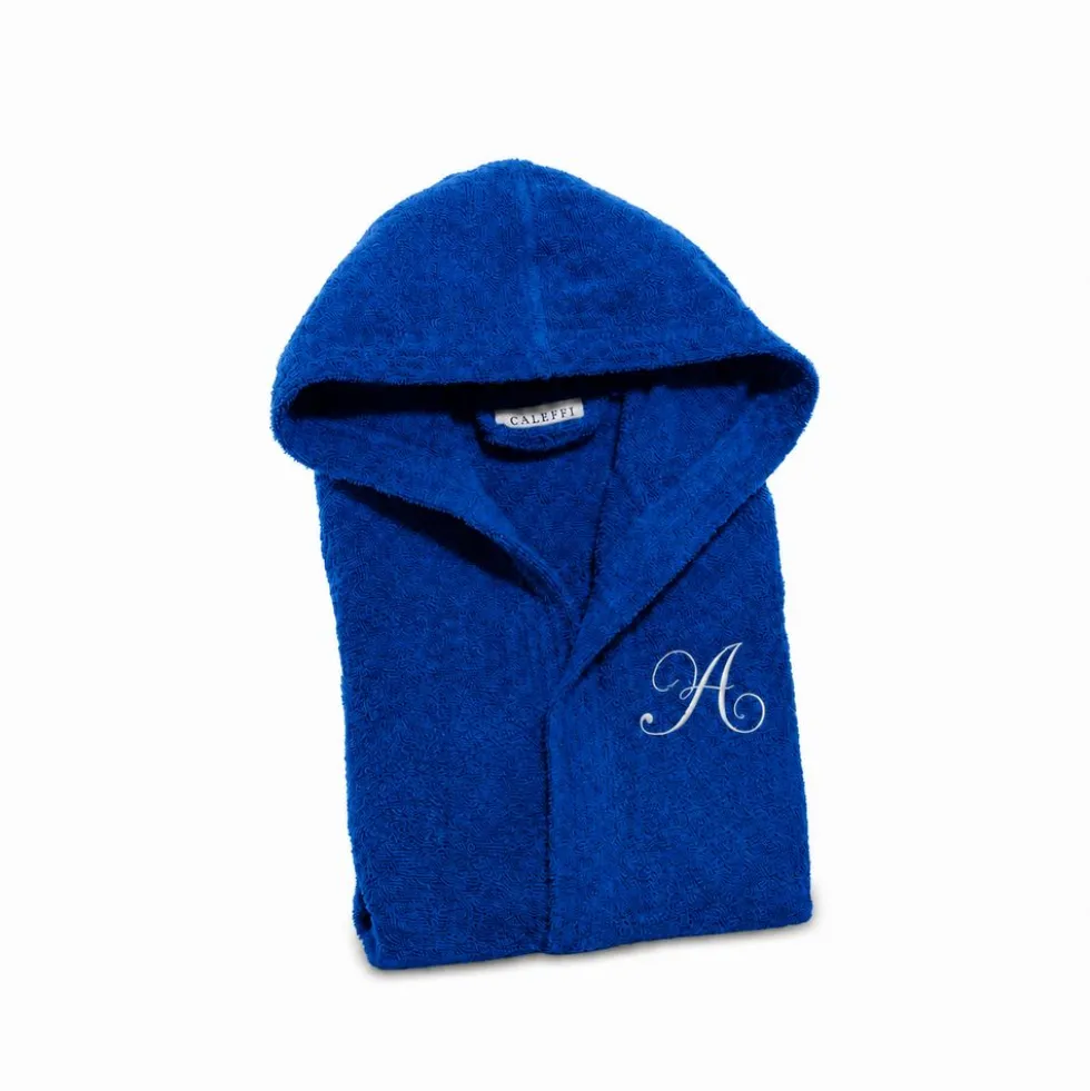 Accappatoio Con Cappuccio Caleffi in Spugna Minorca Blu