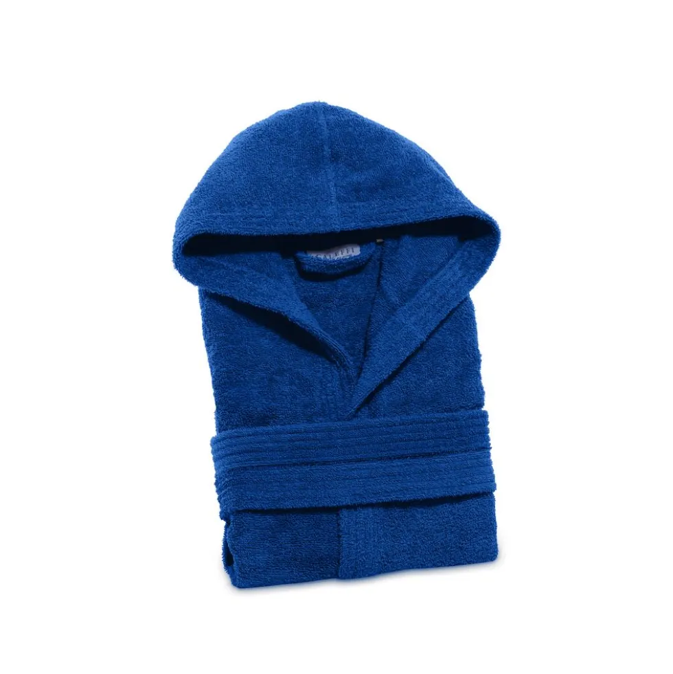 Accappatoio Con Cappuccio Caleffi in Spugna Minorca Blu