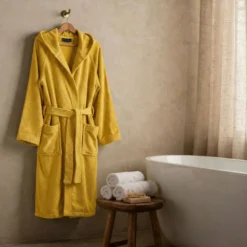 Accappatoio Con Cappuccio Caleffi in Spugna Minorca Giallo sole