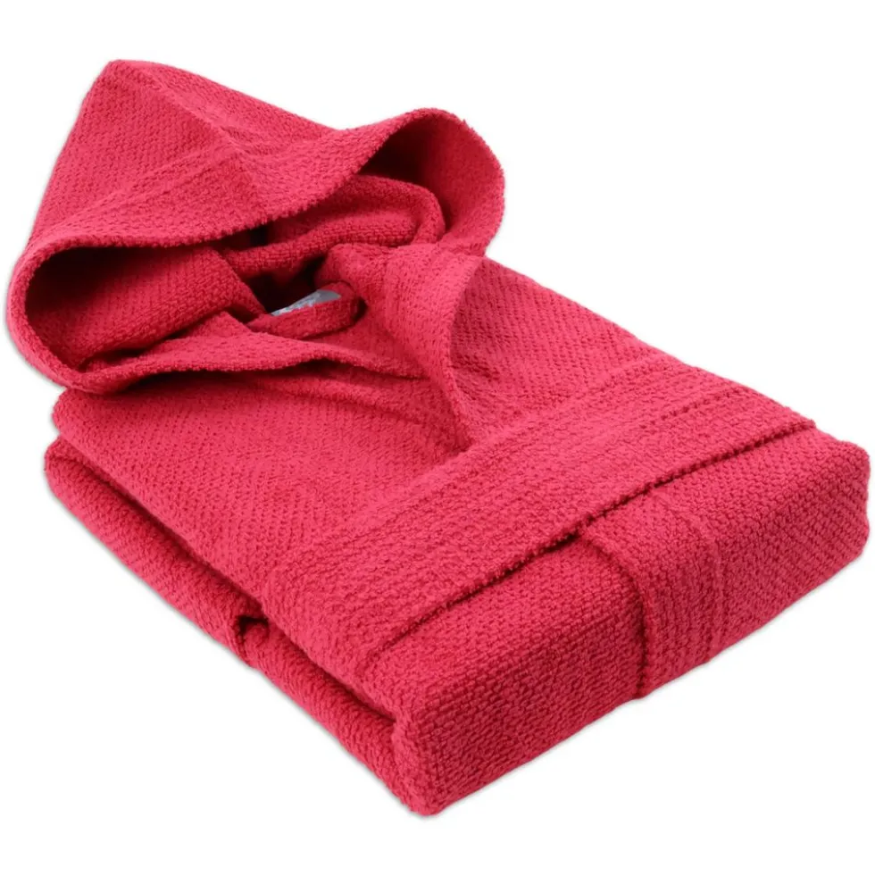 Accappatoio con cappuccio chicco di riso Rosso Fragola