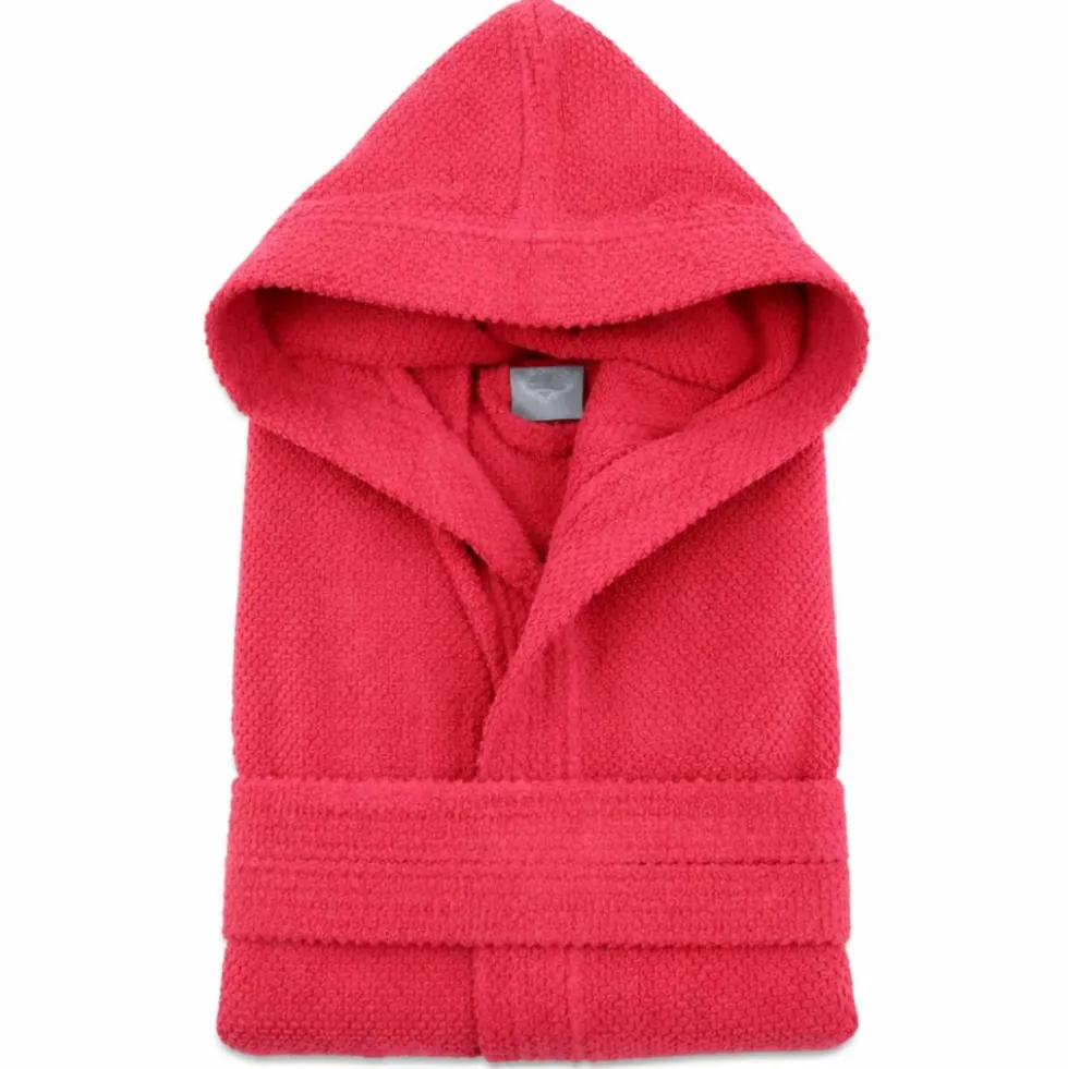 Accappatoio con cappuccio chicco di riso Rosso Fragola
