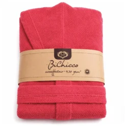 Accappatoio con cappuccio chicco di riso Rosso Fragola