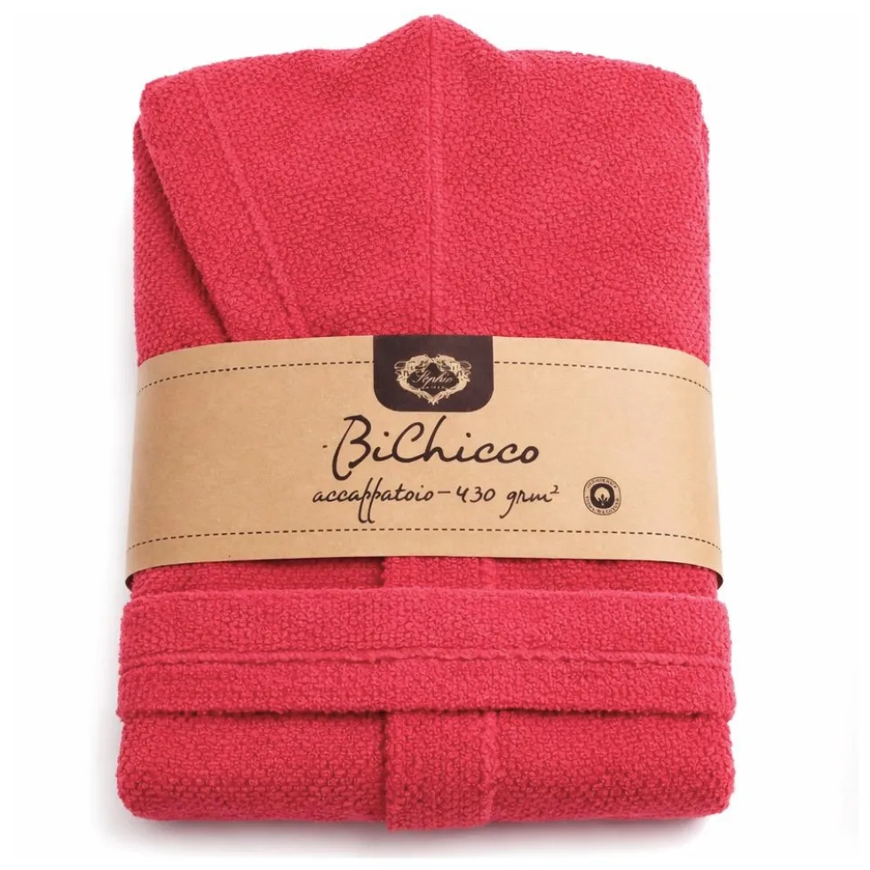 Accappatoio con cappuccio chicco di riso Rosso Fragola