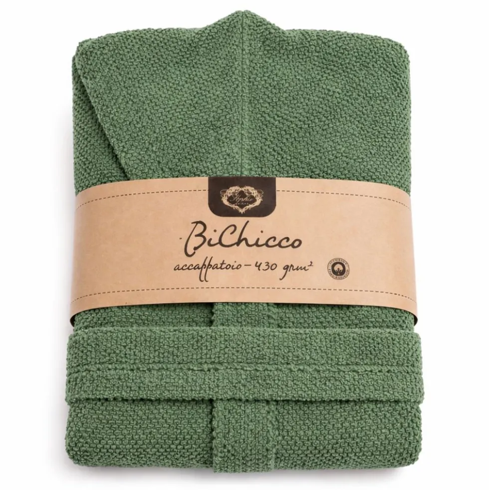 Accappatoio con cappuccio chicco di riso Verde Bosco