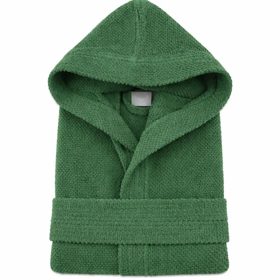 Accappatoio con cappuccio chicco di riso Verde Bosco