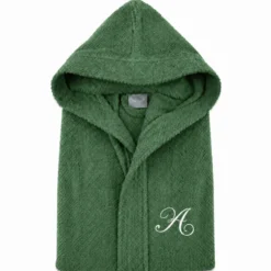 Accappatoio con cappuccio chicco di riso Verde Bosco