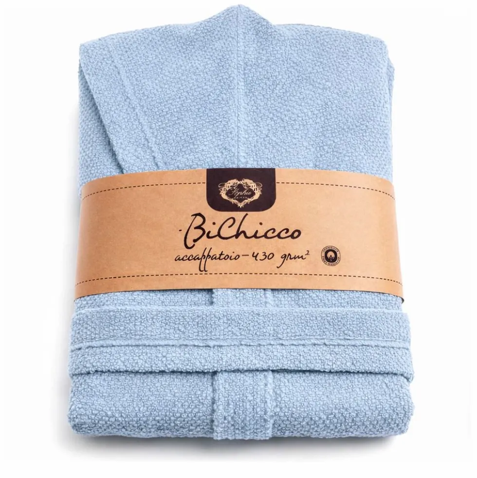 Accappatoio con cappuccio chicco di riso Azzurro Cielo