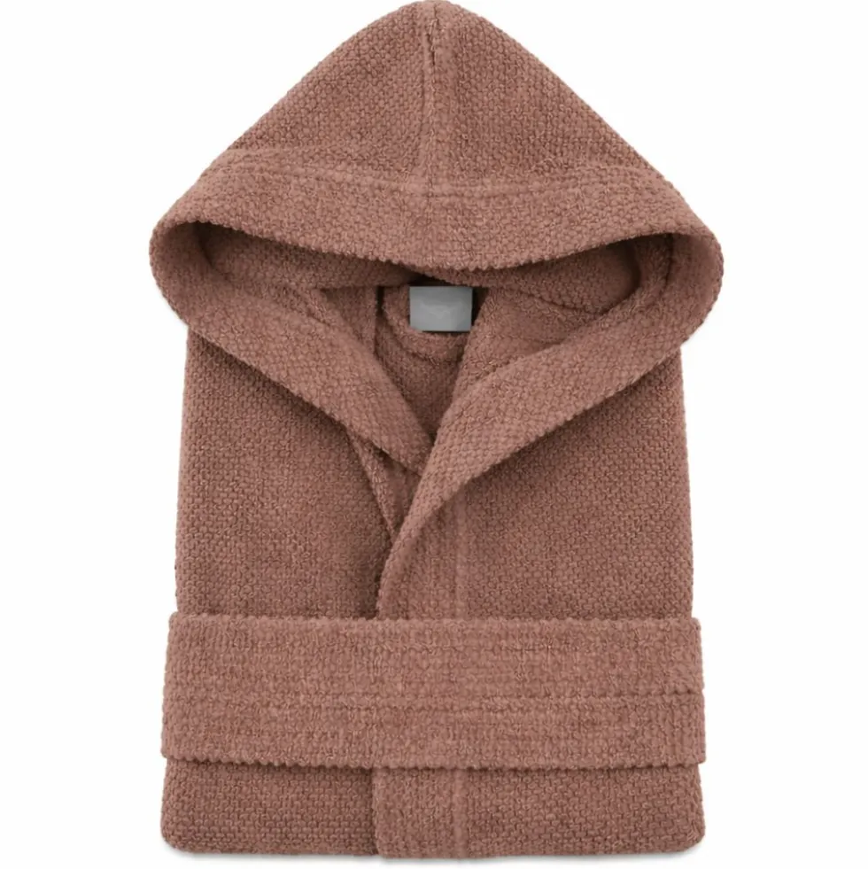 Accappatoio con cappuccio chicco di riso Marrone Cioccolato