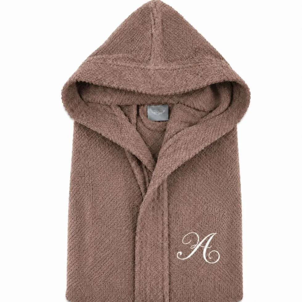 Accappatoio con cappuccio chicco di riso Marrone Cioccolato