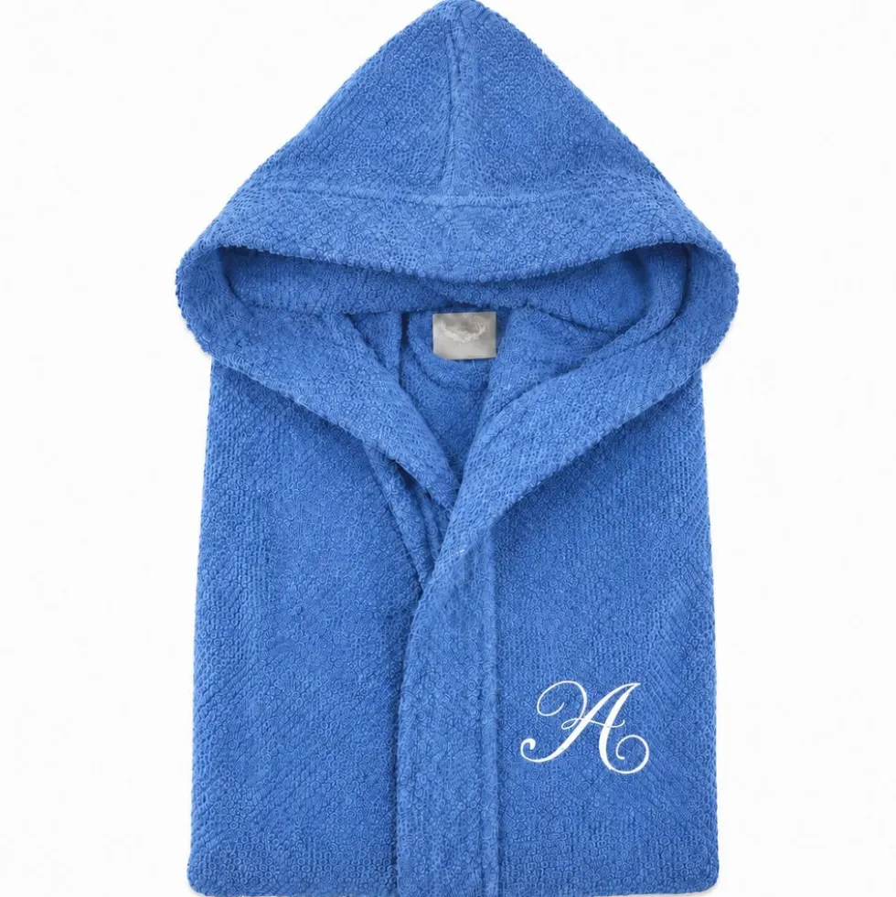 Accappatoio con cappuccio chicco di riso Blu