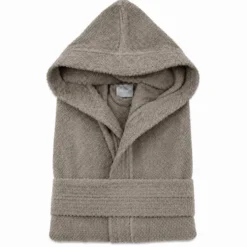 Accappatoio con cappuccio chicco di riso Tortora