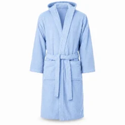 Accappatoio con cappuccio chicco di riso azzurro