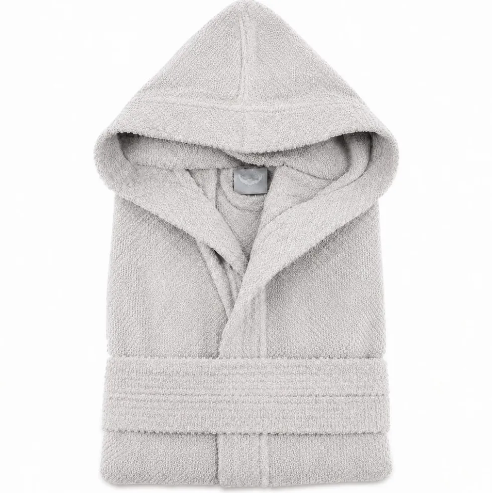Accappatoio con cappuccio chicco di riso grigio