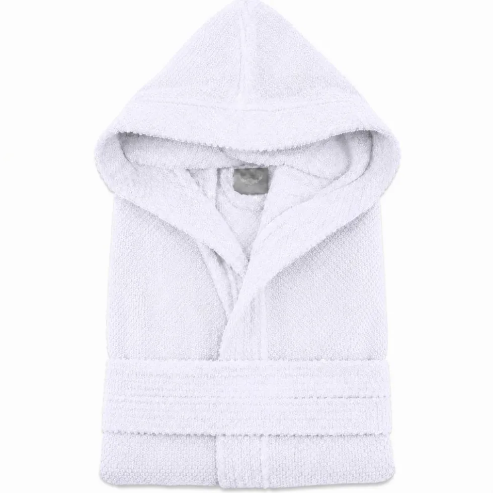 Accappatoio con cappuccio chicco di riso bianco