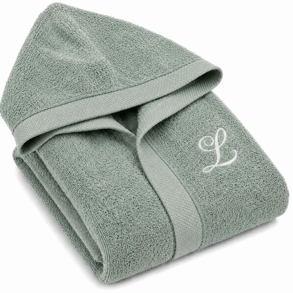 Accappatoio con cappuccio Elegant Verde Salvia