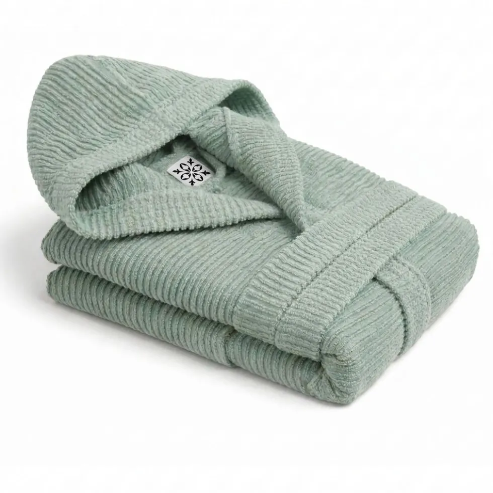 Accappatoio Con Cappuccio in Spugna Boutique Salvia