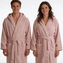 Accappatoio in Cotone con cappuccio Zero Rosa