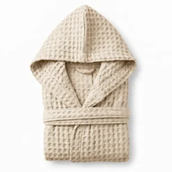 Accappatoio Nido d'ape napone con cappuccio Beige