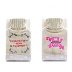 Borsa dell'acqua calda con federa in tessuto e ricamo Wake me up
