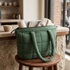 Borsa Tote trapuntata puffer Louise Verde