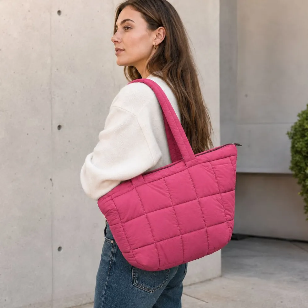 Borsa Tote trapuntata puffer Louise Fucsia