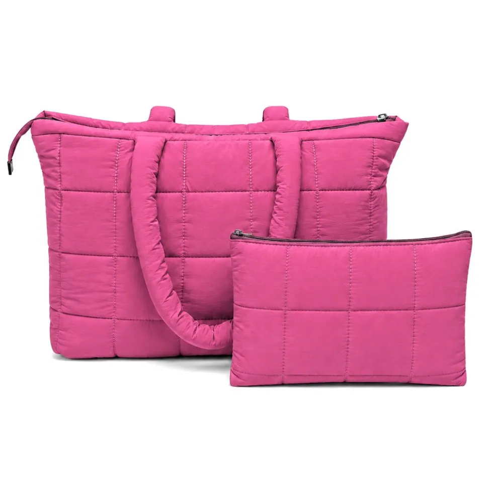 Borsa Tote trapuntata puffer Louise Fucsia