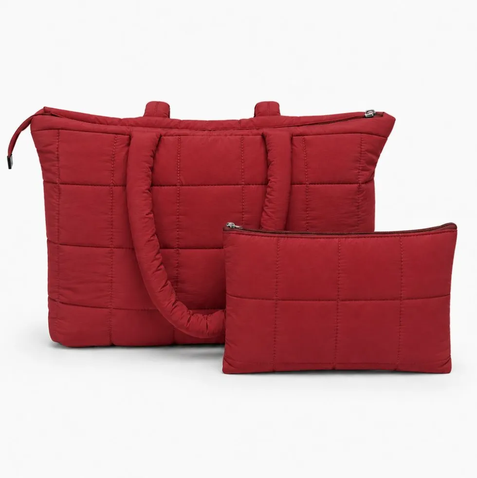 Borsa Tote trapuntata puffer Louise Bordeaux