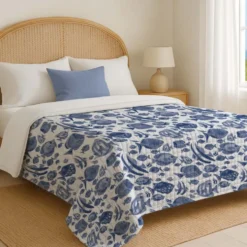 Boutis copriletto Double face Tibet Blu Piazza e mezzo