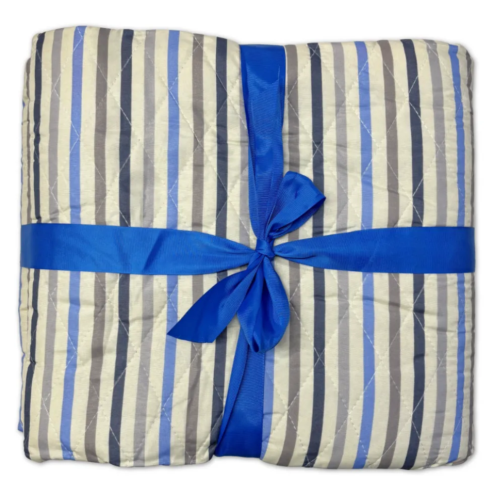 Boutis copriletto Zefiro rigato azzurro matrimoniale