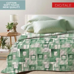 Boutis Trapuntino mezzastagione Stampa Digitale Monì Verde Matrimoniale