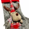 Calza di natale Renna grigia bordo rosso