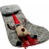 Calza di natale Renna grigia bordo grigio