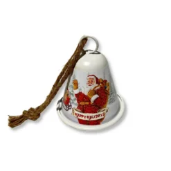 Campana in metallo Babbo Natale bianca
