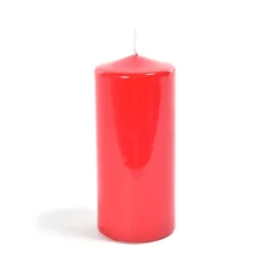Candela Pillar Lucida Rossa in Cera 8 x 20 cm