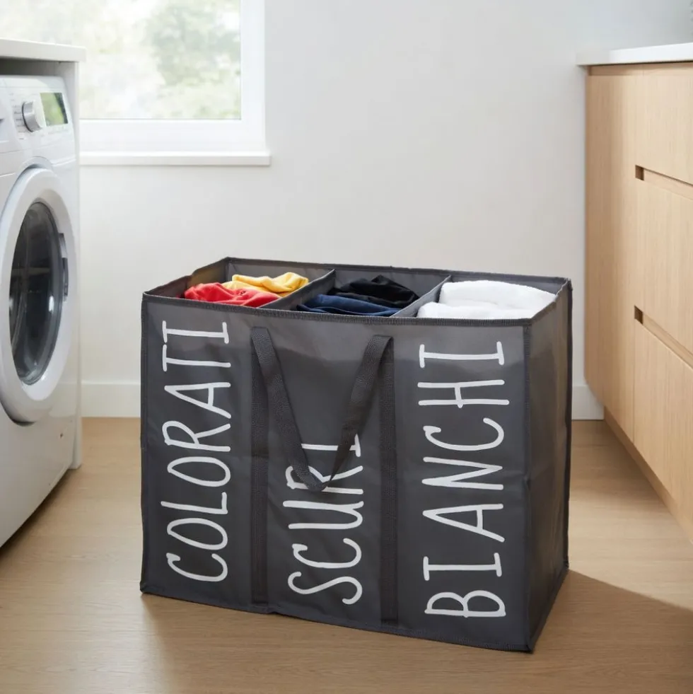 Cesta Laundry 3 scomparti Sonia Grigio