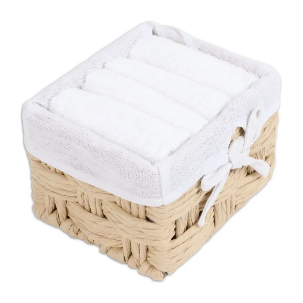Cestino 4 Lavette in Spugna Lien Bianco