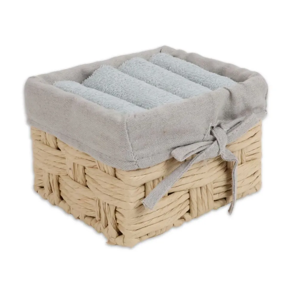 Cestino 4 Lavette in Spugna Lien Grigio