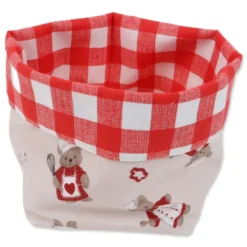 Cestino Portapane in Cotone Doubleface Orsetti Cuore fondo Beige