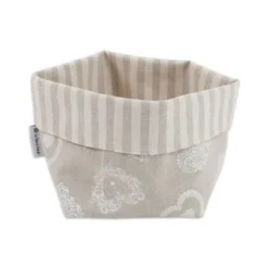 Cestino Portapane in Cotone Doubleface Cuori fondo Beige