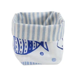 Cestino Portapane in Cotone Doubleface Pesci Blu