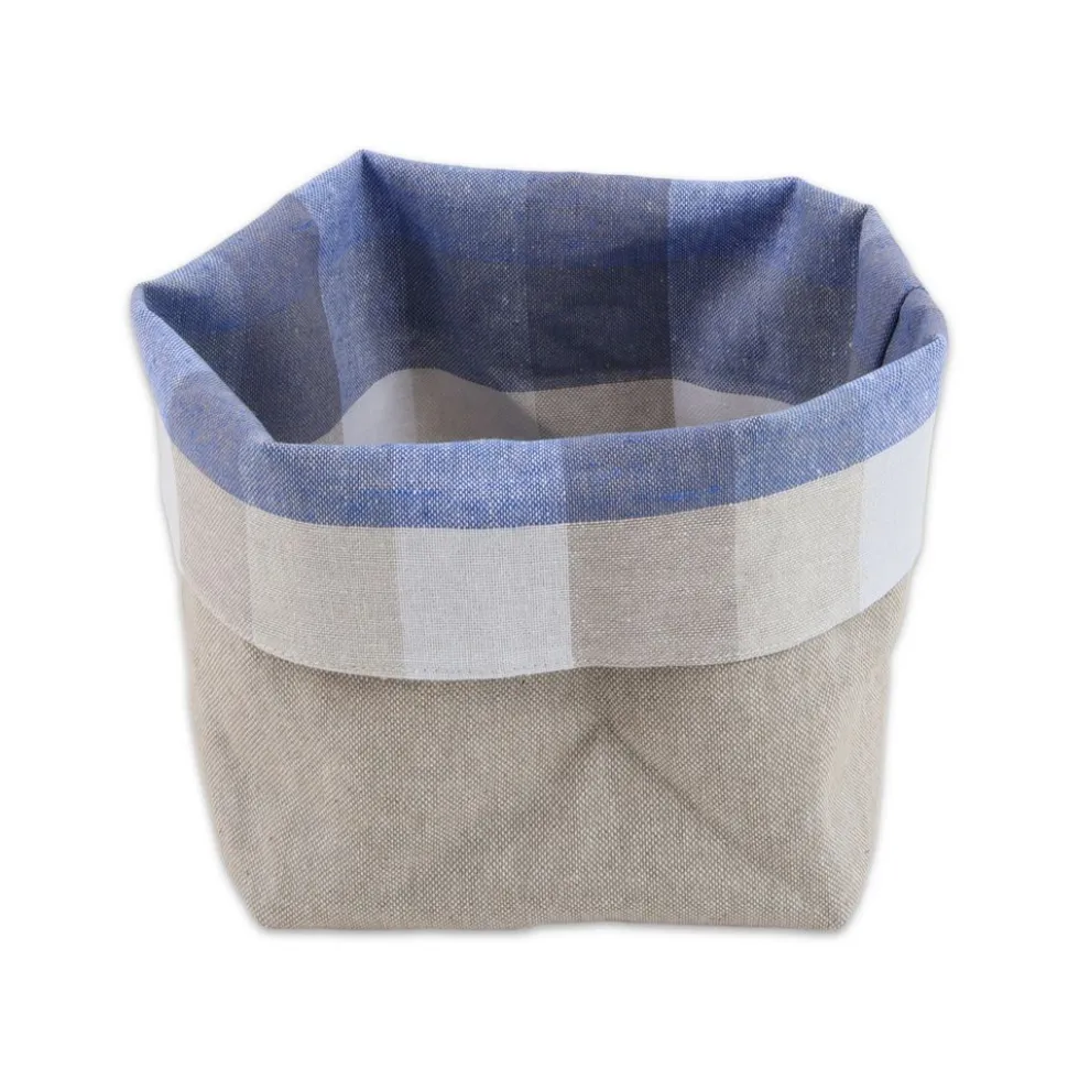 Cestino Portapane in Cotone Doubleface Country Azzurro