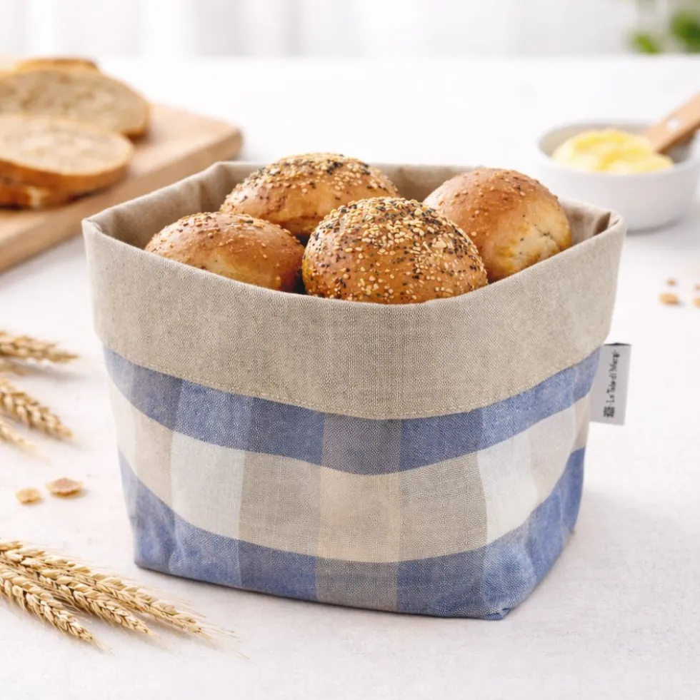 Cestino Portapane in Cotone Doubleface Country Azzurro
