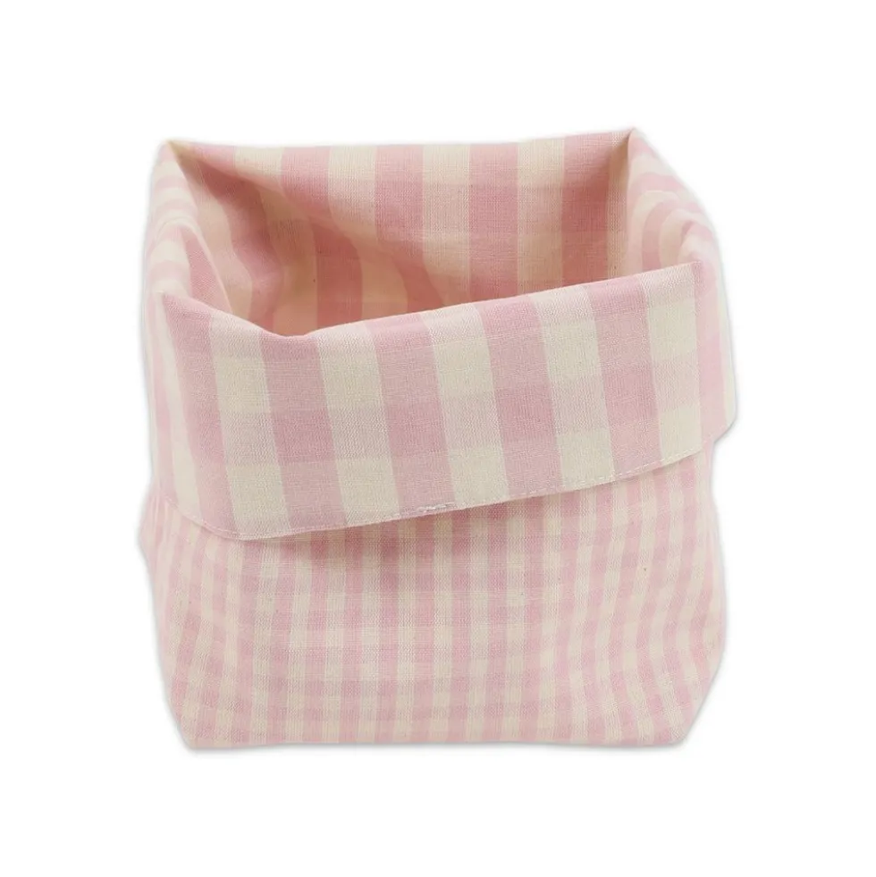 Cestino Portapane in Cotone Doubleface Quadretto Rosa