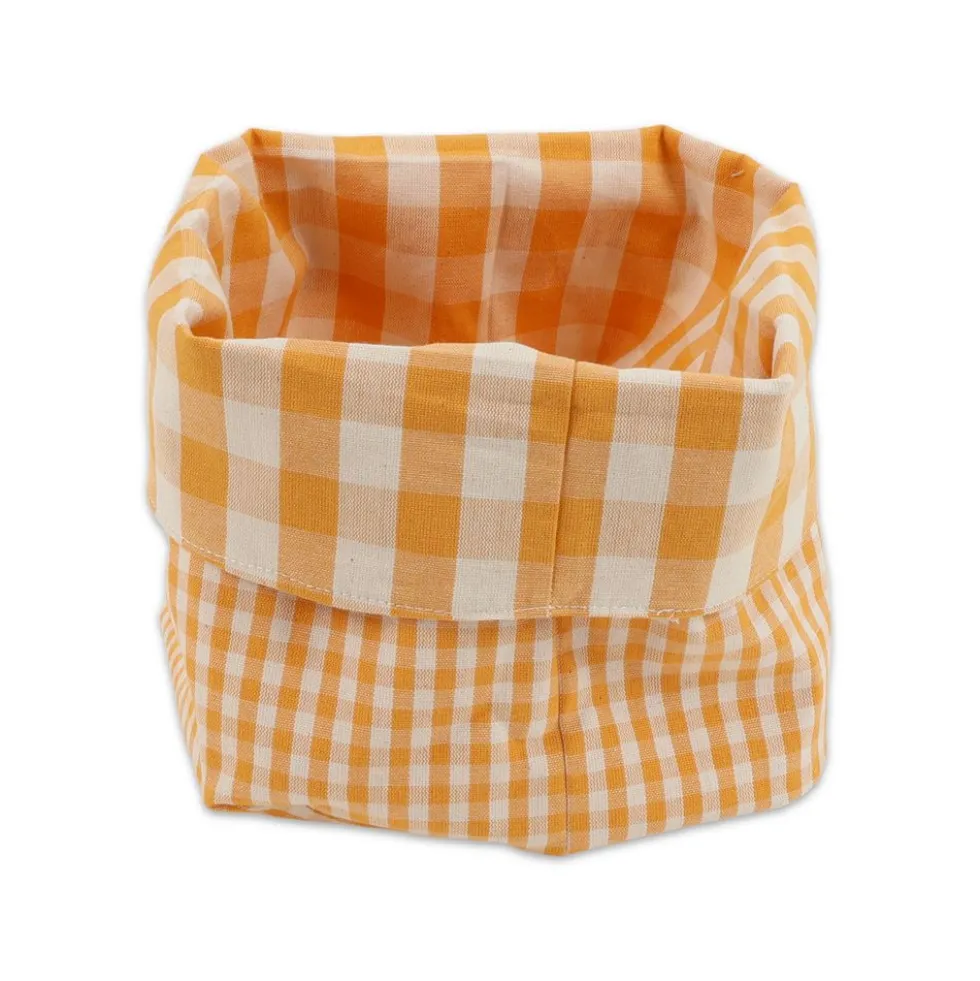 Cestino Portapane in Cotone Doubleface Quadretto Giallo