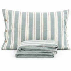Completo Copripiumino Stone Washed Matilde Verde Matrimoniale DIS. 10