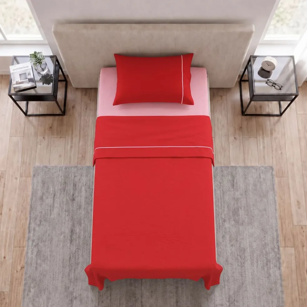 Completo Lenzuola Amelia Rosa/Rosso Singolo