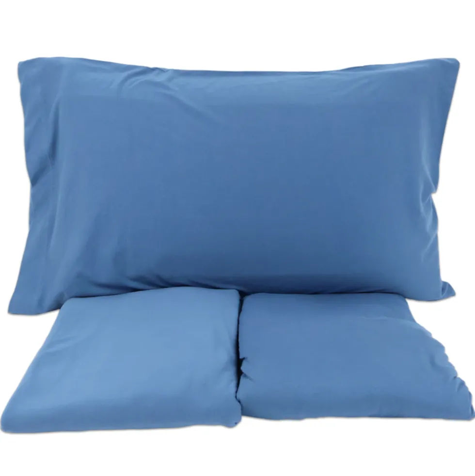 Completo Lenzuola Antigua Jersey no stiro Blu Royal Matrimoniale